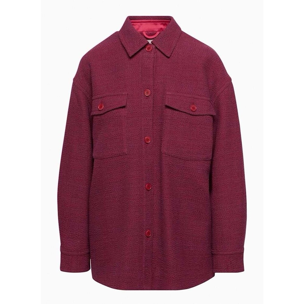 Babaton Shirt Jacket Womens Size Medium (2) Joan Elixir Purple Button Up Linen
